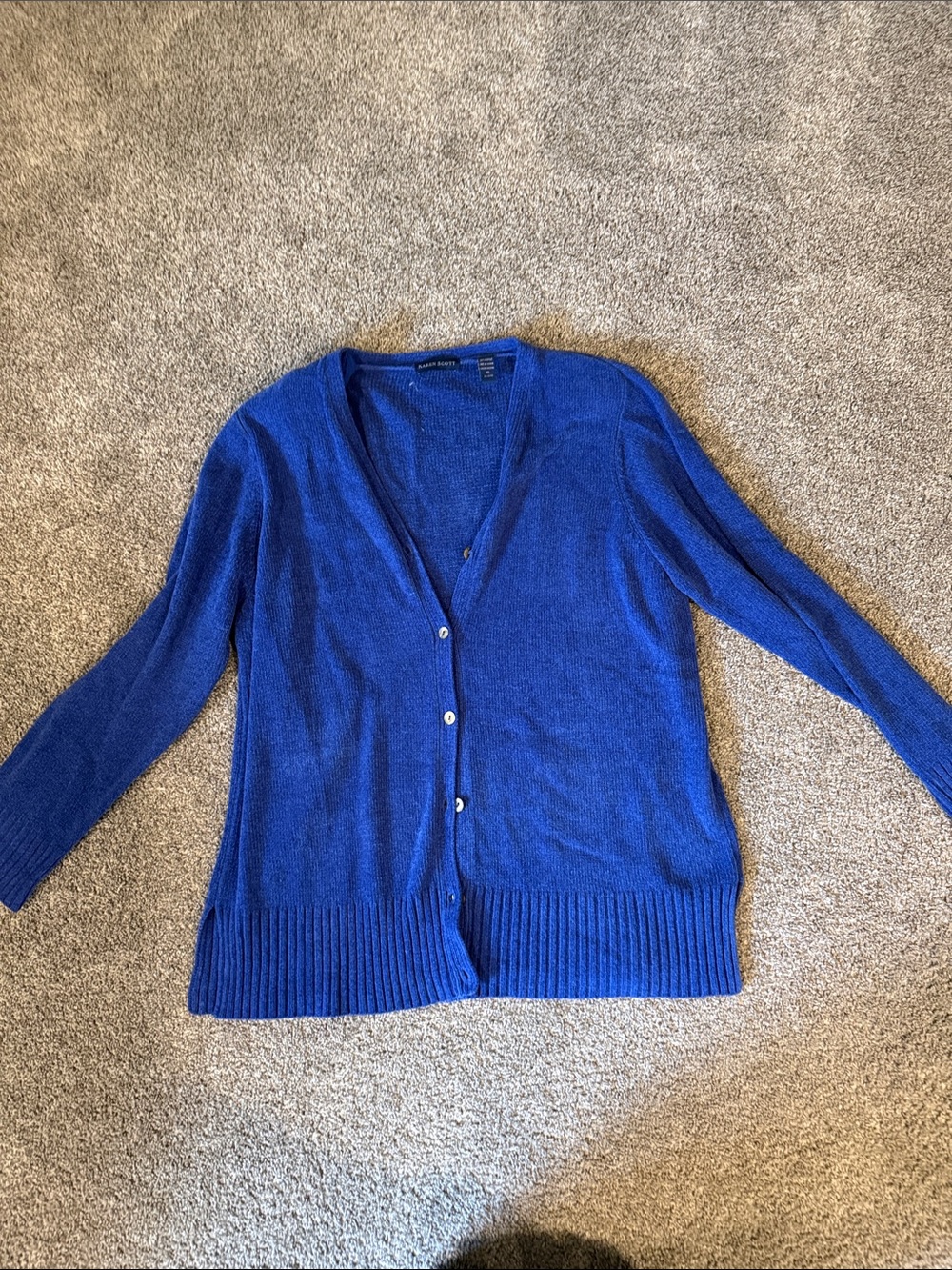 Karen Scott Royal Blue V-Neck Button Cardigan